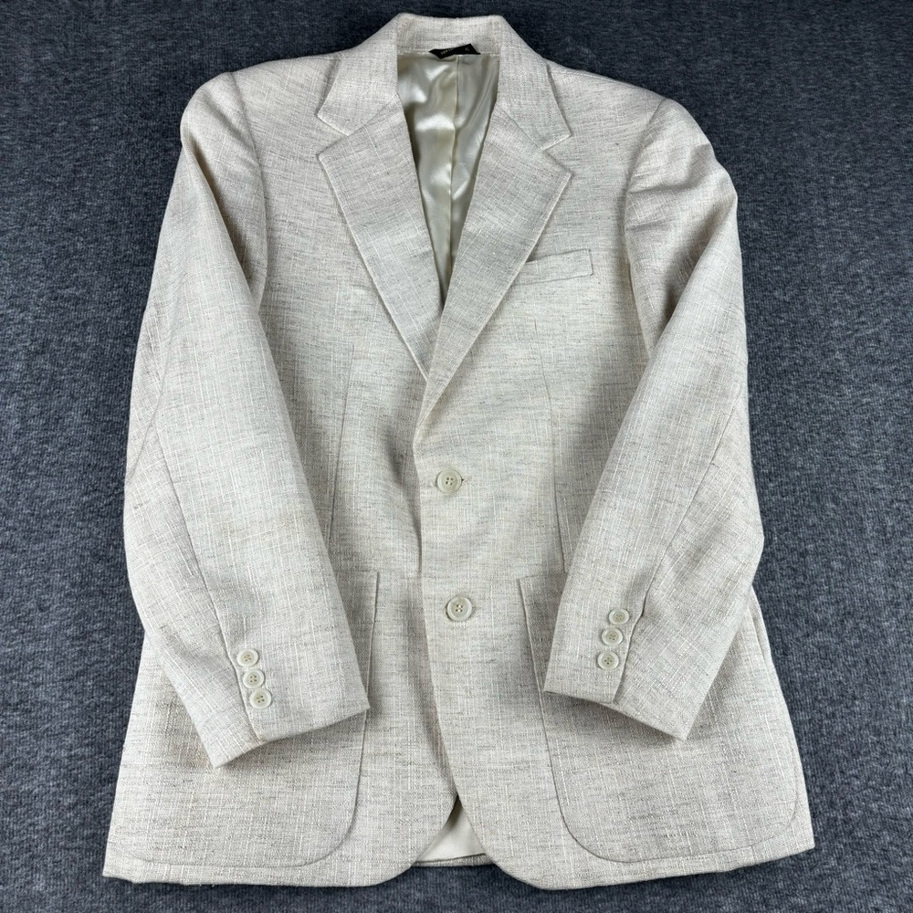 Vintage Repp Ltd Linen Blazer Women's Size M (8-10) Ivory Beige 2-Button Jacket